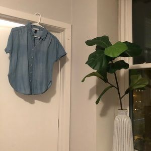 Denim short sleeve button up